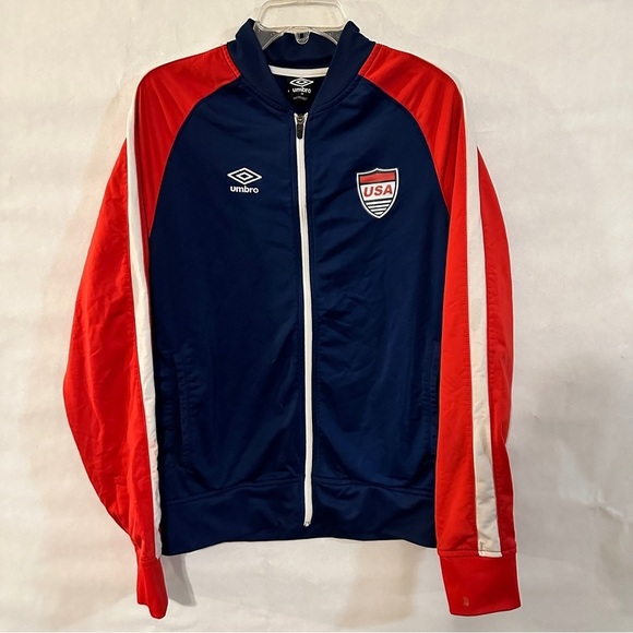 Umbro USA Track Jacket - Red and Blue Long Sleeve Zip Up - Picture 1 of 8